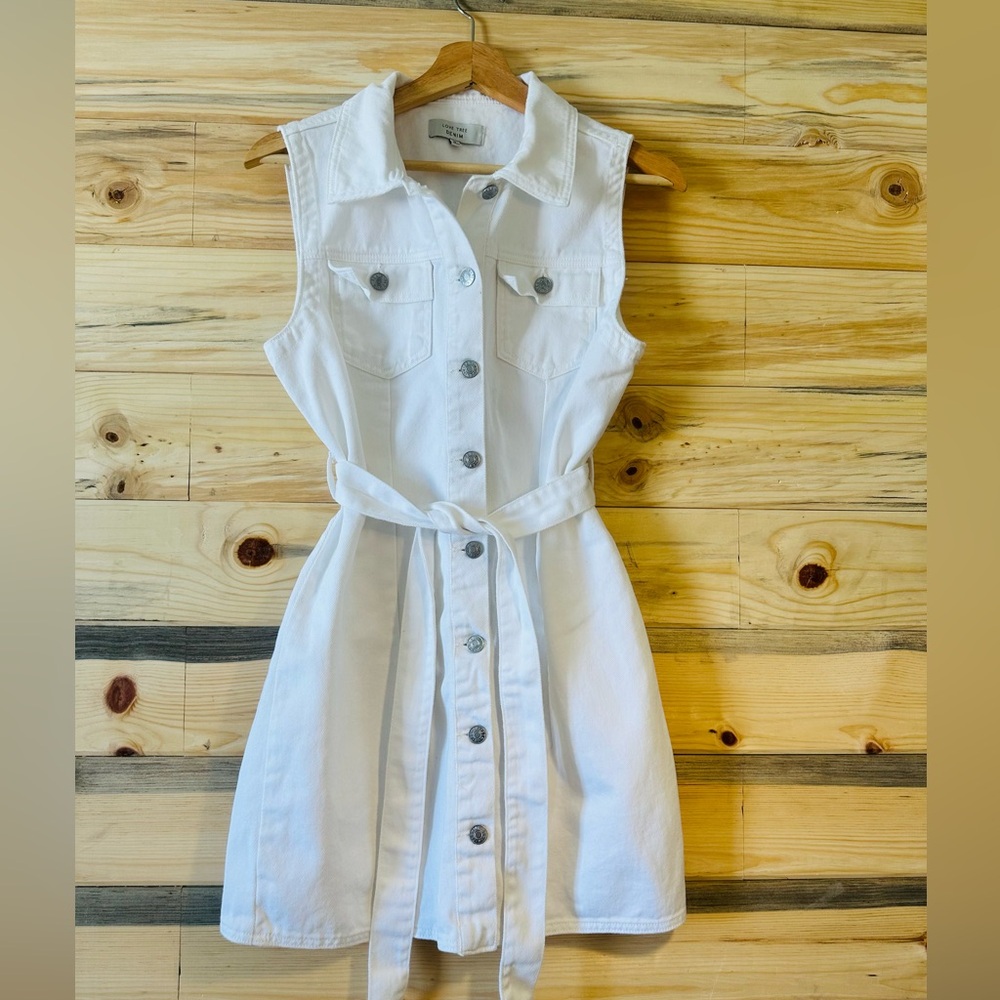 Love Tree White Button-Down Mini Dress